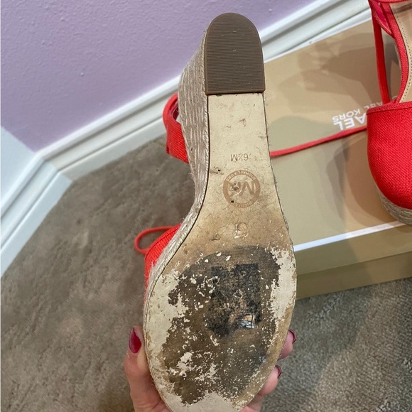 Michael Kors Orange Lace Up Wedges/Heels Size 6.5 - Picture 6 of 9